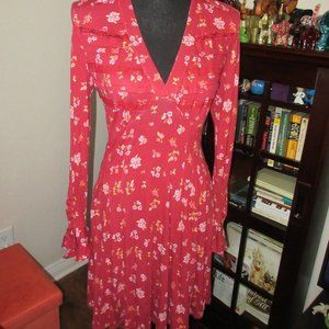 Rust Colored Floral Print Dress Size Small